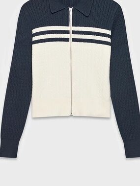 Sunday Best Cotton Charm™ Meadow Zip-Up Sweater Blue & White